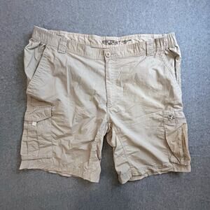 Field & Stream Mens Beige Nylon Cargo Shorts Mesh Logo Button Pockets XL